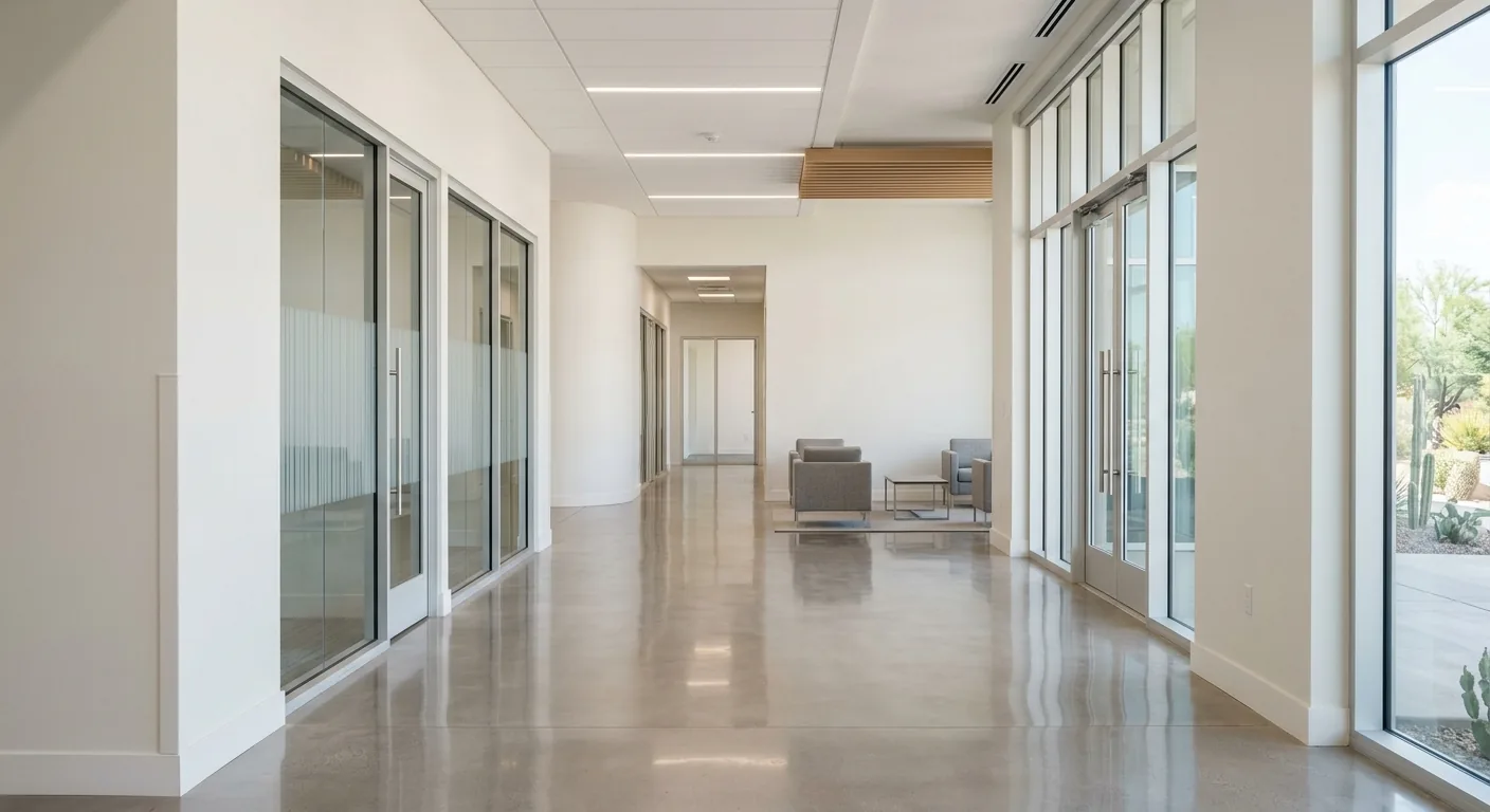Freshly painted office corridor interior in a Chandler, AZ commercial building